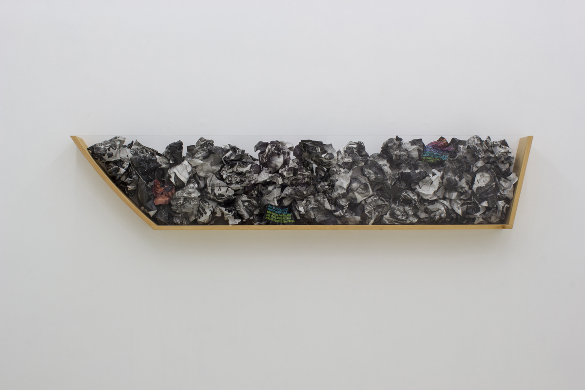 Because the life, 2008, legno, plexiglass, foto, cm 42x163x15