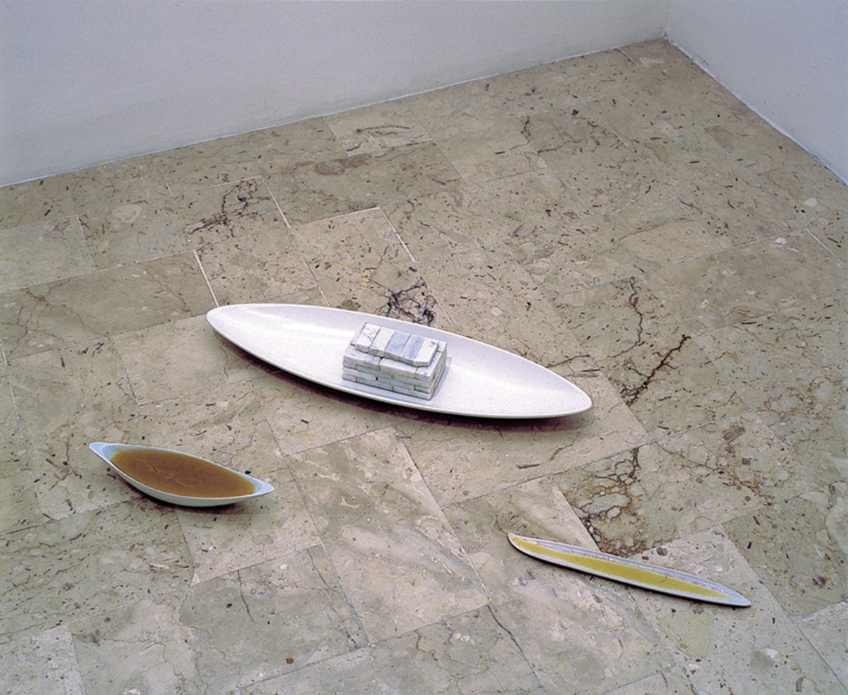 Casa della barca, 2004, porcelain, marble, pepper, bee wax, olive oil, cm 57 x 91 x 7