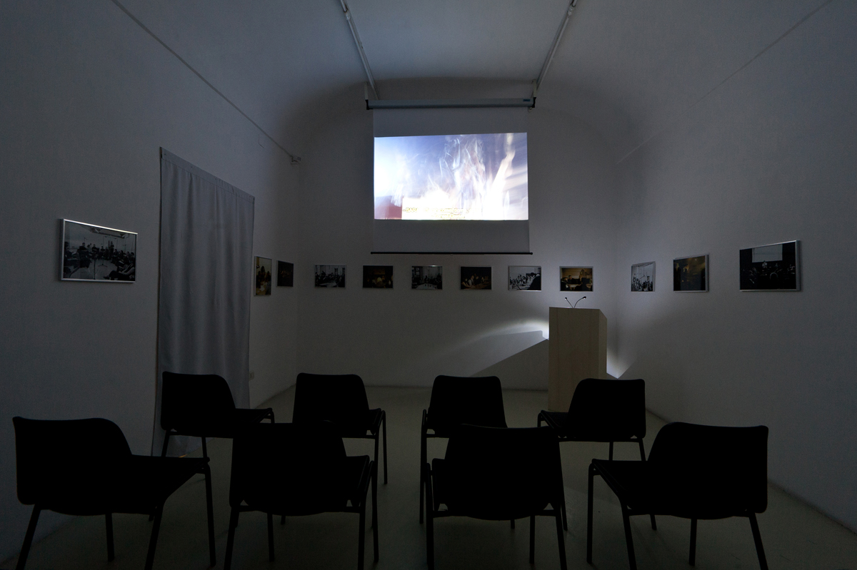 Rosas: The Trilogy, talk and screening room, 2012, exhibition view