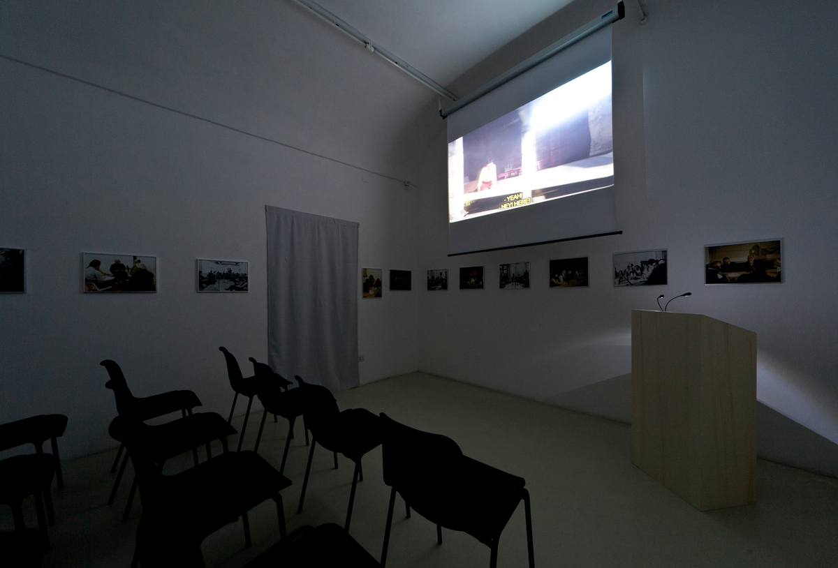 Rosas: The Trilogy, talk and screening room, 2012, exhibition view