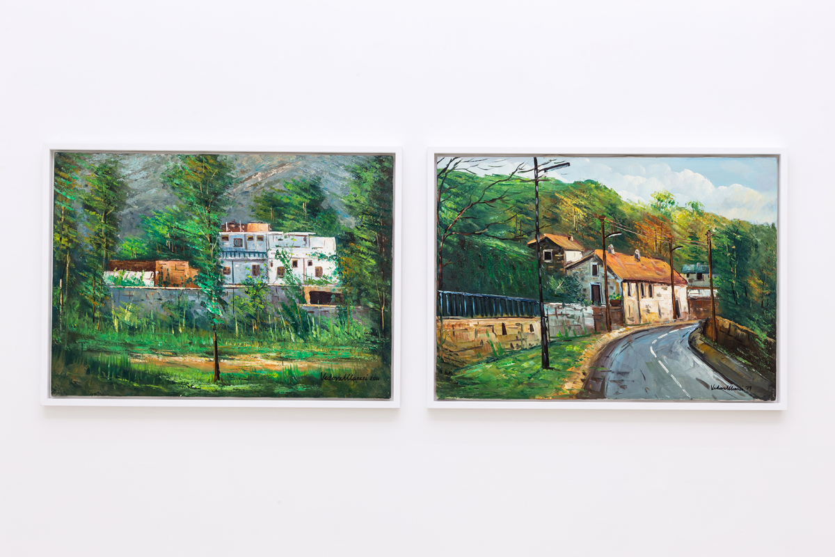 The most wanted place ever (Pakistan, 2011), / The most visited place ever" (Neauphle-le-Château, 1979), 2016, oil on canvas, cm 50x70 each
